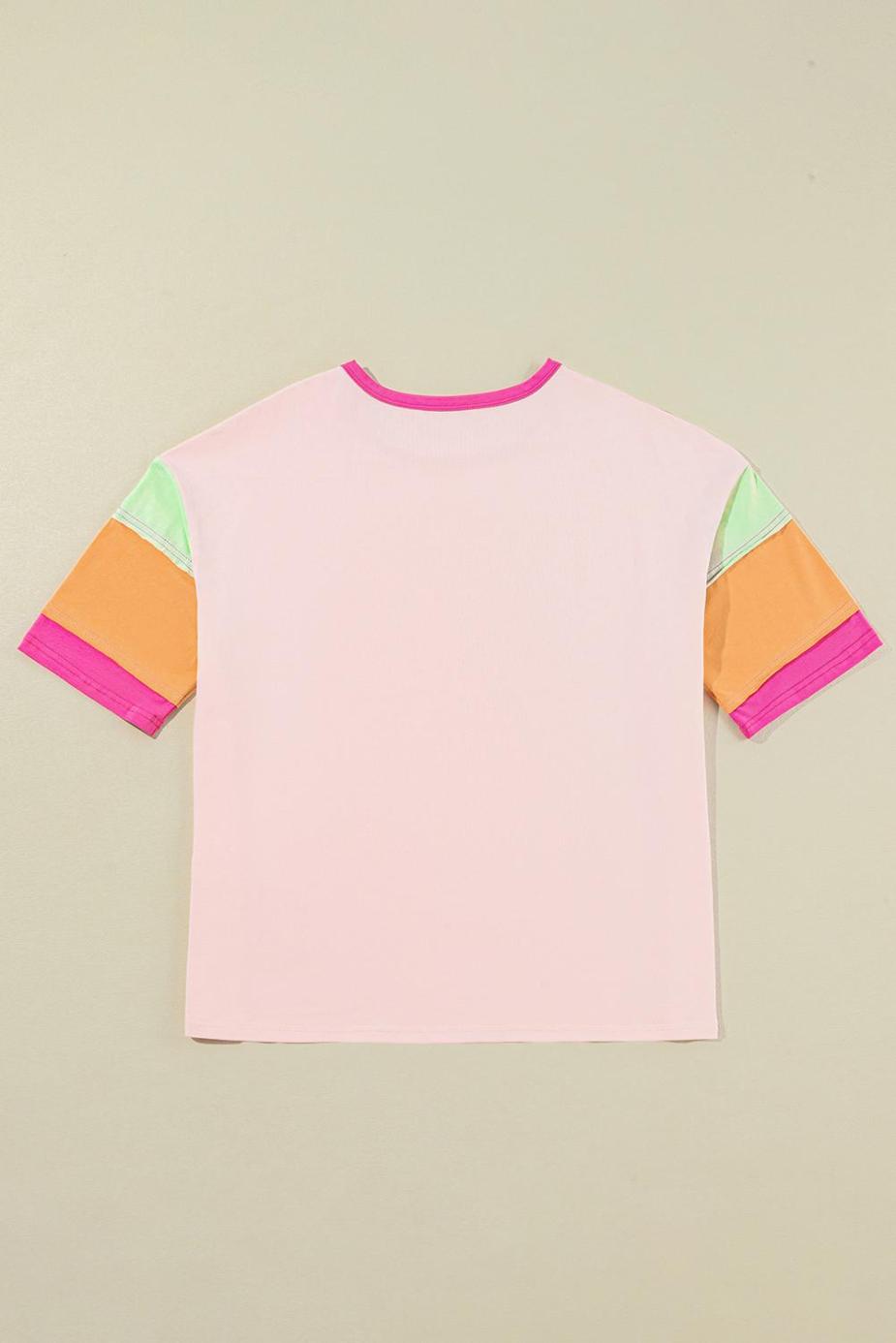 Tees & Tanks | Women Pink Colorblock Sleeve Rhinestone Bow Football Print T Shirt